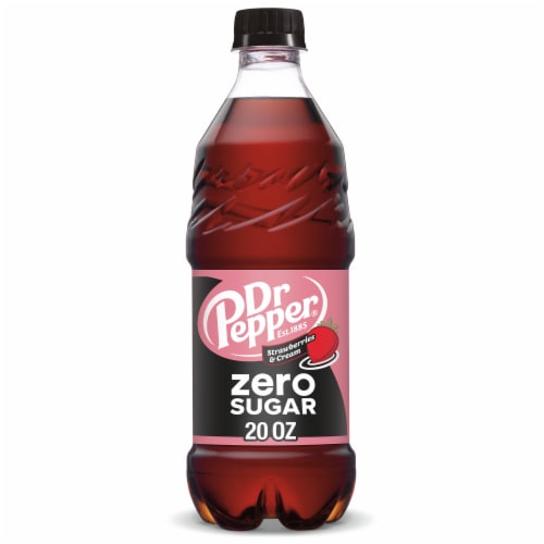 Dr Pepper Strawberries & Cream Zero Sugar Soda, 20 fl oz Bottle